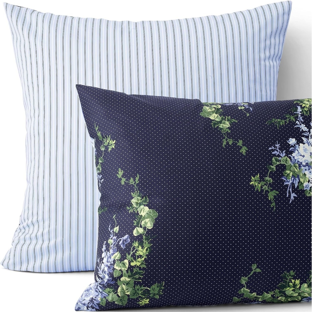 image:image700 Thread Count Sateen Cotton No Iron Bed Pillow Sham Standard Radiant Navy Dot BloomsRadiant Navy Dot Blooms