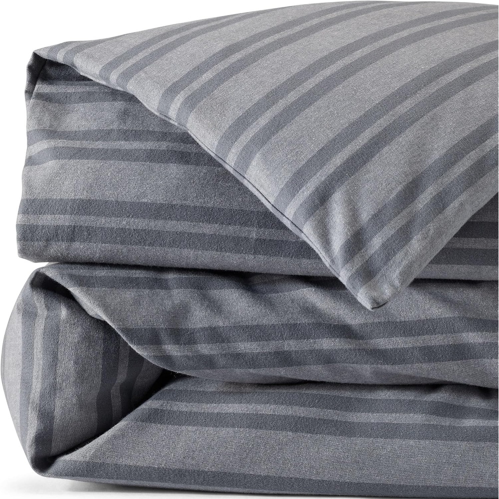 image:imageComfy Super Soft Cotton Flannel Plaid Duvet Bed Cover 5oz Twin Ultimate Gray StripeUltimate Gray Stripe