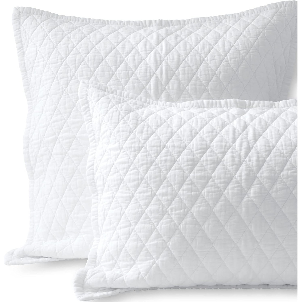 image:imageLands End Embroidered Diamond Double Voile Sham Standard Antique NavyWhite