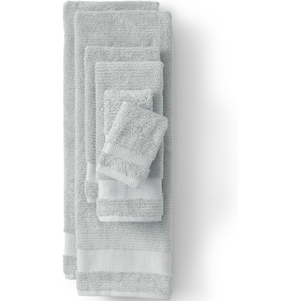 image:imageLands End Organic Cotton 6Piece Towel Set Towel Set 6 Piece Ivory LatteMuted Eucalyptus