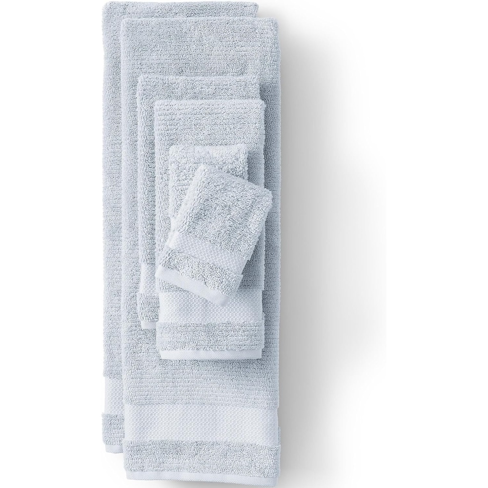 image:imageLands End Organic Cotton 6Piece Towel Set Towel Set 6 Piece Ivory LatteSky Fog