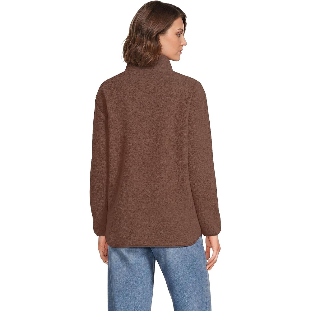 image:imageLands End Womens Cozy Sherpa Full Zip Fleece JacketDark Walnut Brown