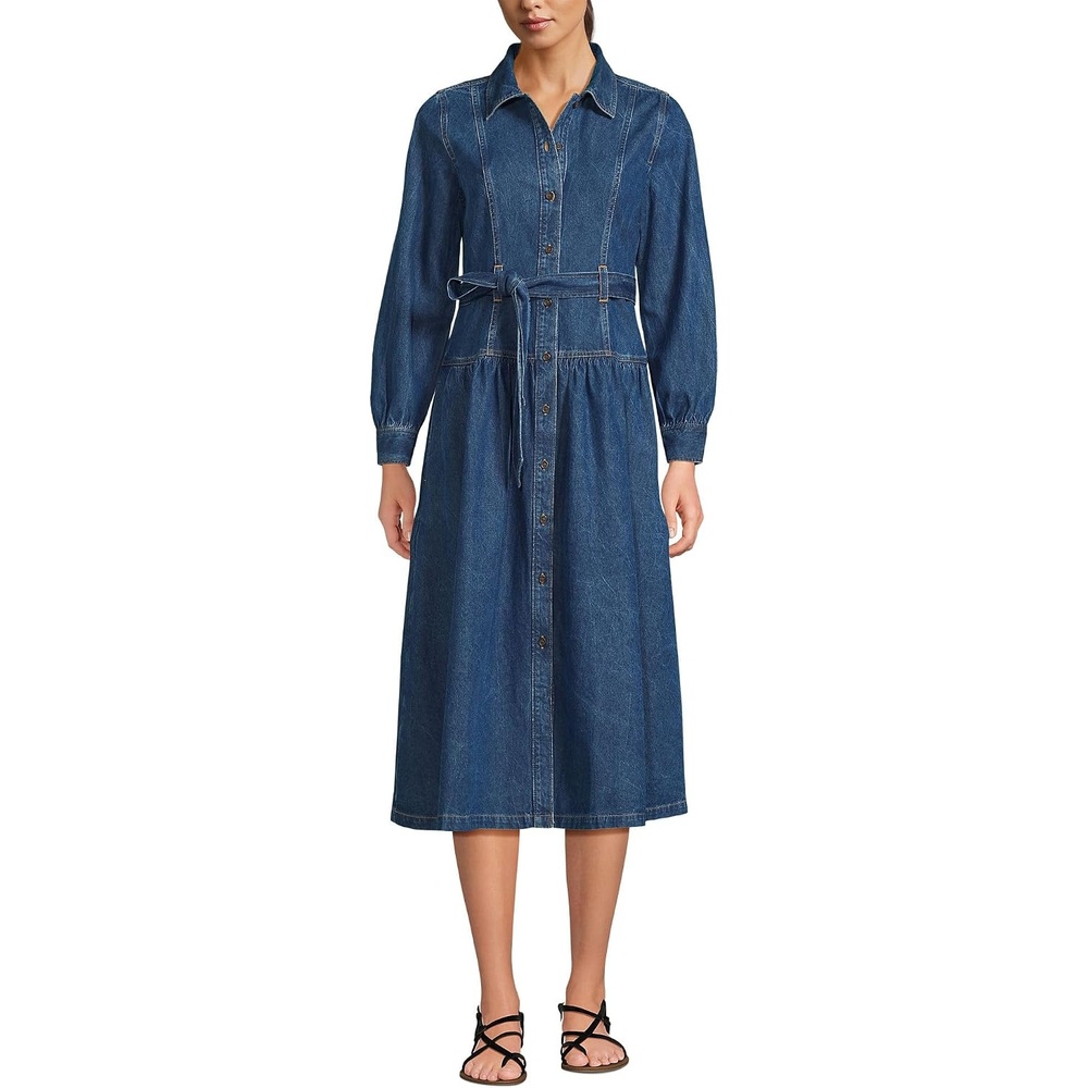 image:imageWomens Soft Denim Midi Shirt DressIndigo Medium Wash