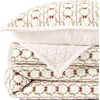 Lands’ End Embroidered Diamond Double Voile Quilt Twin Antique Navy(Holiday Wreaths/Ivory)