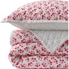 Lands’ End Embroidered Diamond Double Voile Quilt Twin Antique Navy(Ivory/Coral Red Blooms)
