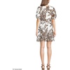 Lands’ End Women’s Linen Above the Knee Puff Sleeve Dress(Vanilla/Bark Etched Leaves)