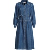 Women’s Soft Denim Midi Shirt Dress(Indigo Medium Wash)