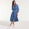 Women’s Soft Denim Midi Shirt Dress(Indigo Medium Wash)