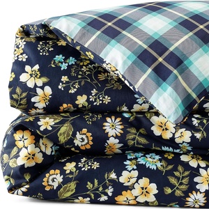 300 Thread Count Cotton Smooth Percale Duvet Bed Cover Twin Radiant Navy Floral(Radiant Navy Floral)