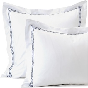 400 Thread Count Premium Supima Cotton No Iron Sateen Embroidered Pillow Sham Std Dusk Indigo Sky Dots(Dusk Indigo Sky Dots)