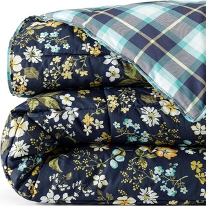 Lands’ End 300 Thread Count Cotton Smooth Percale Printed Comforter King Radiant Navy Floral(Radiant Navy Floral)