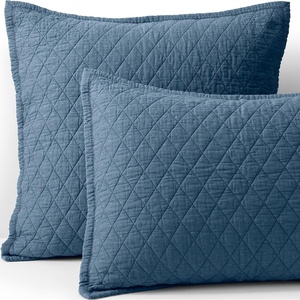 Lands’ End Embroidered Diamond Double Voile Sham Standard Antique Navy(Bering Sea Blue)