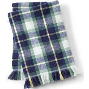 Lands’ End Luxe CashTouch Throw Blanket Regular No Sz Persian Mauve Stripe(Washed Evergreen Plaid)