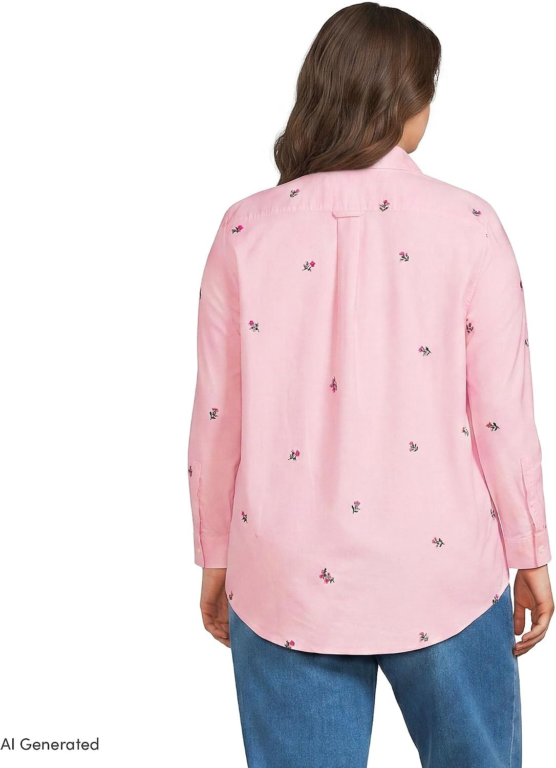 image:imageWomens Oxford ShirtCrisp Pink Floral Embroidery