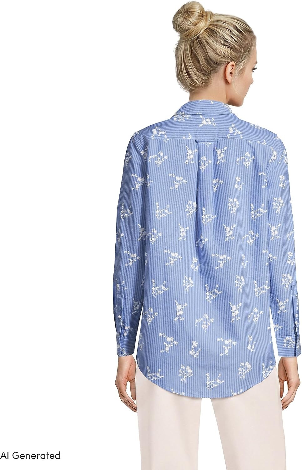 image:imageWomens Oxford ShirtIvory FloralCobalt Stripe