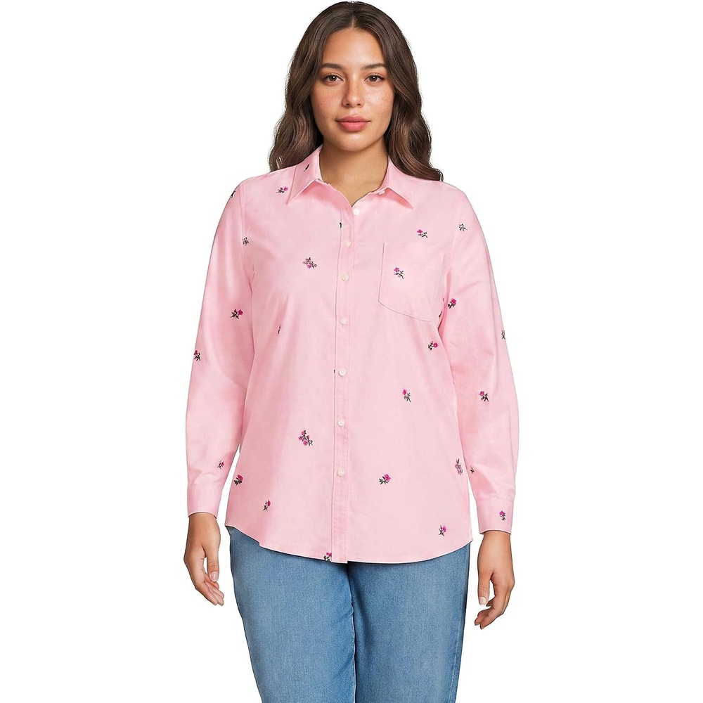 image:imageWomens Oxford ShirtCrisp Pink Floral Embroidery