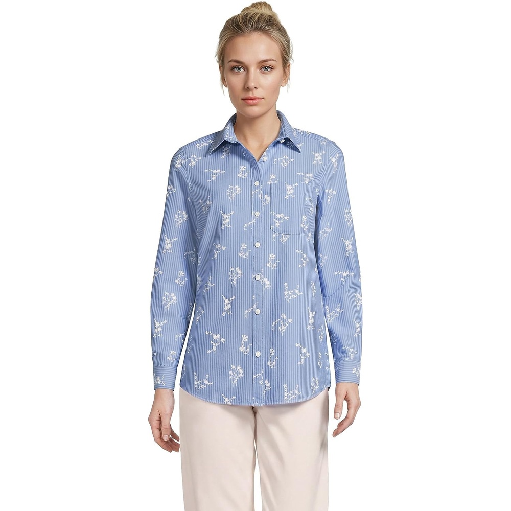 image:imageWomens Oxford ShirtIvory FloralCobalt Stripe