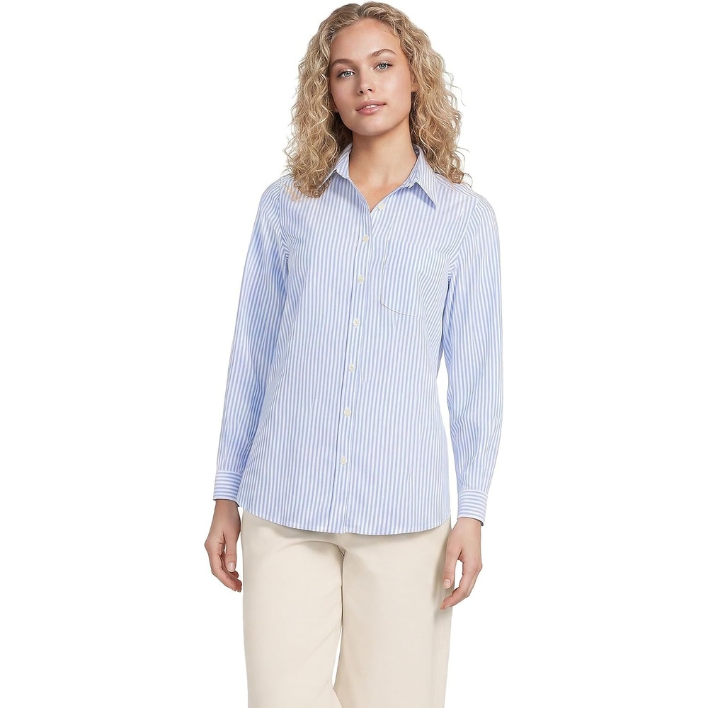 image:imageWomens Oxford ShirtWhiteChicory Blue Stripe