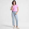 Lands’ End Women’s Cotton Rib Knit T-Shirt(Aster Pink/Orchid Stripe)