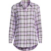 Lands’ End Women’s Flannel Boyfriend Fit Long Sleeve Shirt(Blushed Lilac/Olive Plaid)