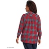 Lands’ End Women’s Flannel Boyfriend Fit Long Sleeve Shirt(Compass Red/Pine Plaid)