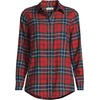 Lands’ End Women’s Flannel Boyfriend Fit Long Sleeve Shirt(Compass Red/Pine Plaid)