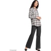 Lands’ End Women’s Flannel Boyfriend Fit Long Sleeve Shirt(Gray Heather/Black Plaid)