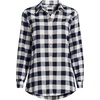 Lands’ End Women’s Flannel Boyfriend Fit Long Sleeve Shirt(Ivory Latte/Navy Buffalo Plaid)