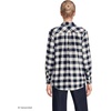 Lands’ End Women’s Flannel Boyfriend Fit Long Sleeve Shirt(Ivory Latte/Navy Buffalo Plaid)