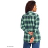 Lands’ End Women’s Flannel Boyfriend Fit Long Sleeve Shirt(Ivory/Mineral Aqua/Pine Plaid)
