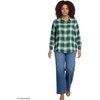 Lands’ End Women’s Flannel Boyfriend Fit Long Sleeve Shirt(Ivory/Mineral Aqua/Pine Plaid)