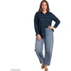 Lands’ End Women’s Flannel Boyfriend Fit Long Sleeve Shirt(Liberty Blue/Pine Blackwatch)