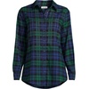 Lands’ End Women’s Flannel Boyfriend Fit Long Sleeve Shirt(Liberty Blue/Pine Blackwatch)