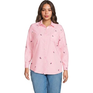 Women’s Oxford Shirt(Crisp Pink Floral Embroidery)