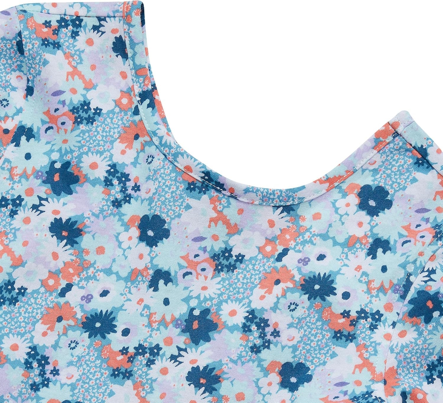 image:imageLands End Girls Long Sleeve Gathered Waist Jersey DressLight Blue Floral