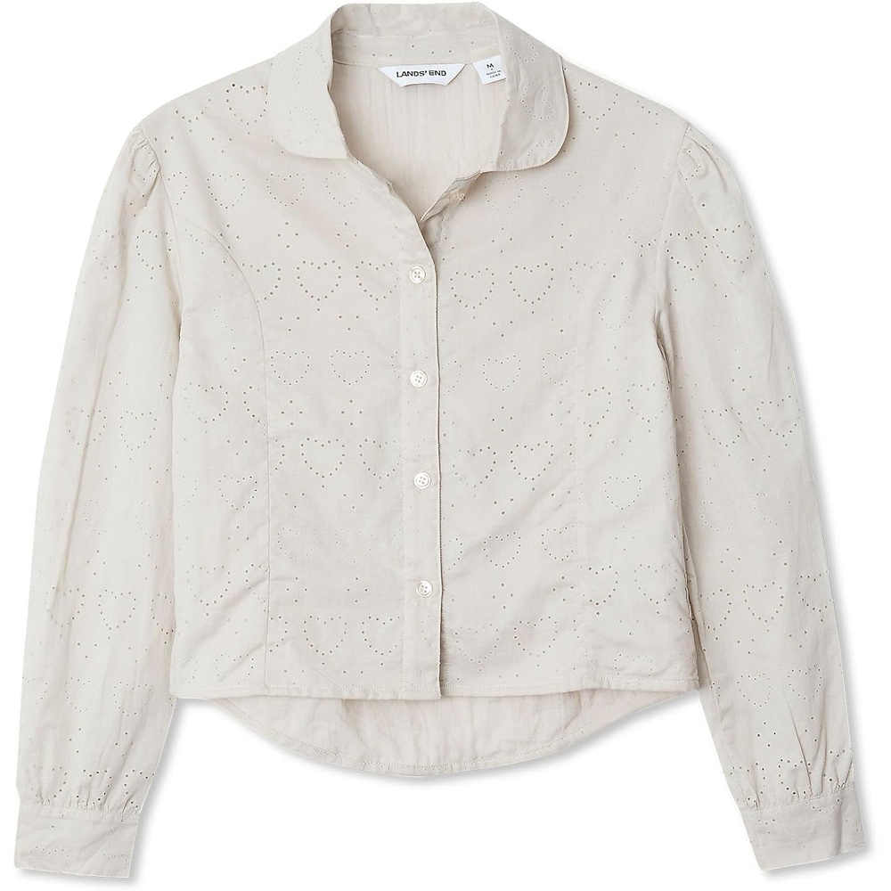 image:imageGirls Long Sleeve Woven Hearts TopHeartsSand Khaki