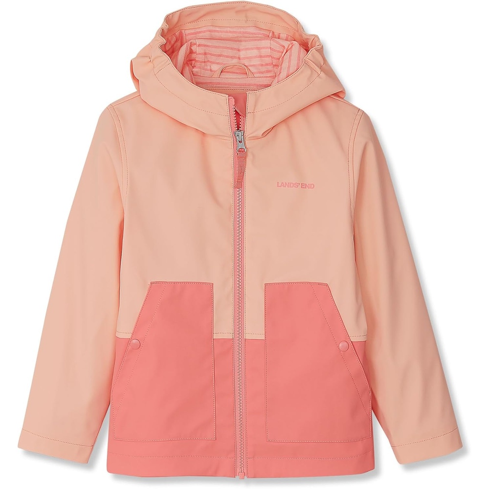image:imageLands End Kids Water Resistant Hooded Slicker Rain JacketDesert FlowerPeach Fuzz