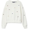 Lands’ End Girls Crew Neck Embroidered Sweatshirt(Cute Icons/Egret)