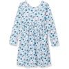 Lands’ End Girls Long Sleeve Gathered Waist Jersey Dress(Light Blue Floral)