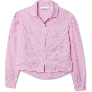 Girls Long Sleeve Woven Hearts Top(Hearts/Mauve)