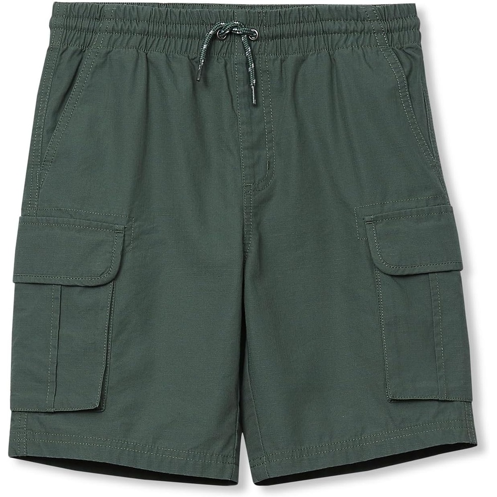 image:imageBoys Stretch Canvas Utility Cargo ShortsDark Forest Green