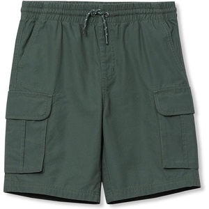 Boys Stretch Canvas Utility Cargo Shorts(Dark Forest Green)
