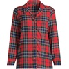 Lands’ End Women’s Long Sleeve Print Flannel Pajama Top(Compass Red/Pine Plaid)
