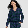 Lands’ End Women’s Long Sleeve Print Flannel Pajama Top(Liberty Blue/Pine Blackwatch)