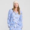 Lands’ End Women’s Long Sleeve Print Flannel Pajama Top(Winter Puffins/Clear Blue Sky)