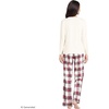 Lands’ End Women’s Pajama Set Knit Long Sleeve T-Shirt and Flannel Pants(Ivory/Compass Red Multi Plaid)