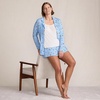 Women’s Cooling 3 Piece Pajama Set – Long Sleeve Top Cami and Shorts(Clear Blue Sky Skiers)