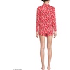 Women’s Cooling 3 Piece Pajama Set – Long Sleeve Top Cami and Shorts(Coral Red Blooms)