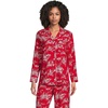 Lands’ End Women’s Long Sleeve Print Flannel Pajama Top(Red/Ivory Woodland Scene)