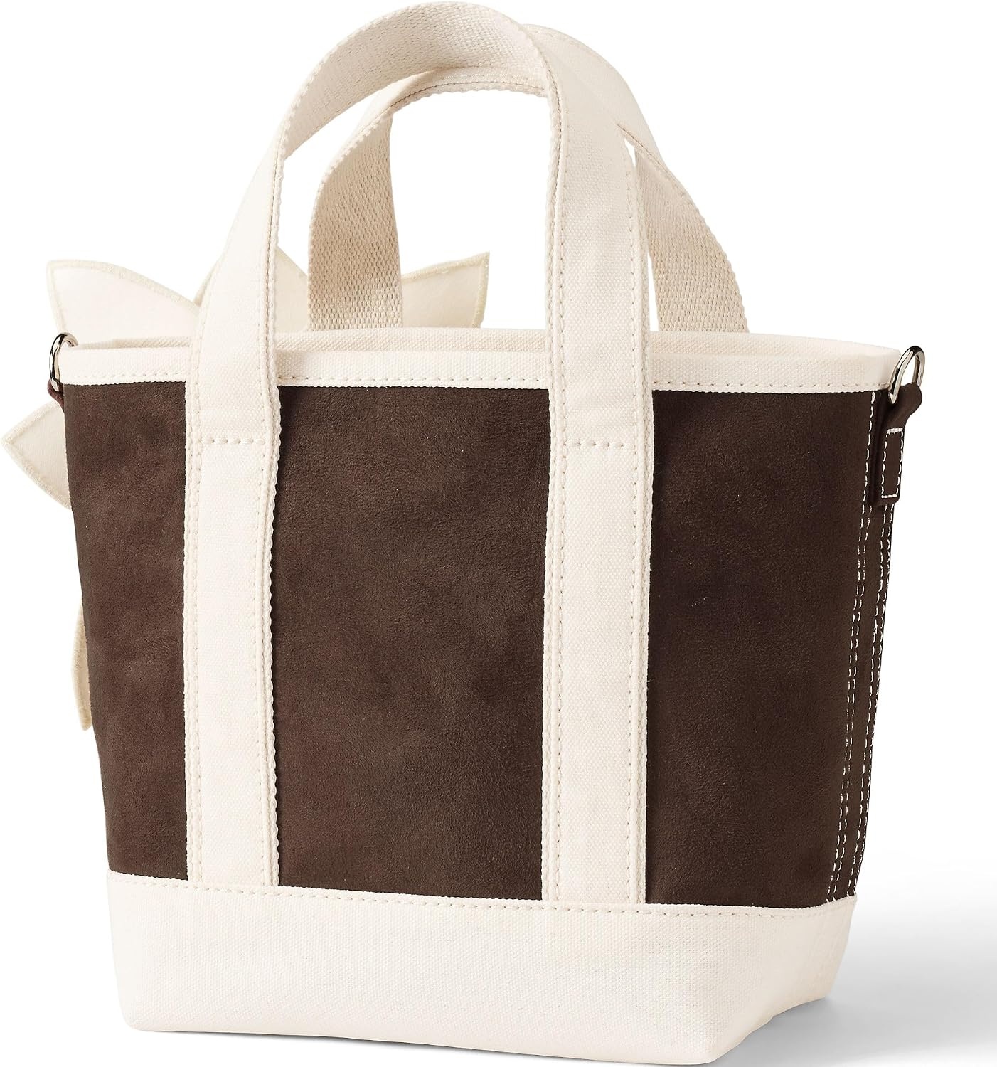 image:imageLands End Zip Top Canvas Tote BagBrown Faux Suede